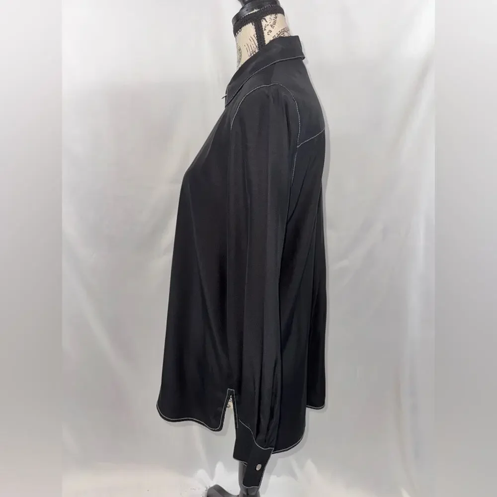 EUC: LAFAYETTE 148 New York Black Zip-Front Top (v) - Picture 3 of 11